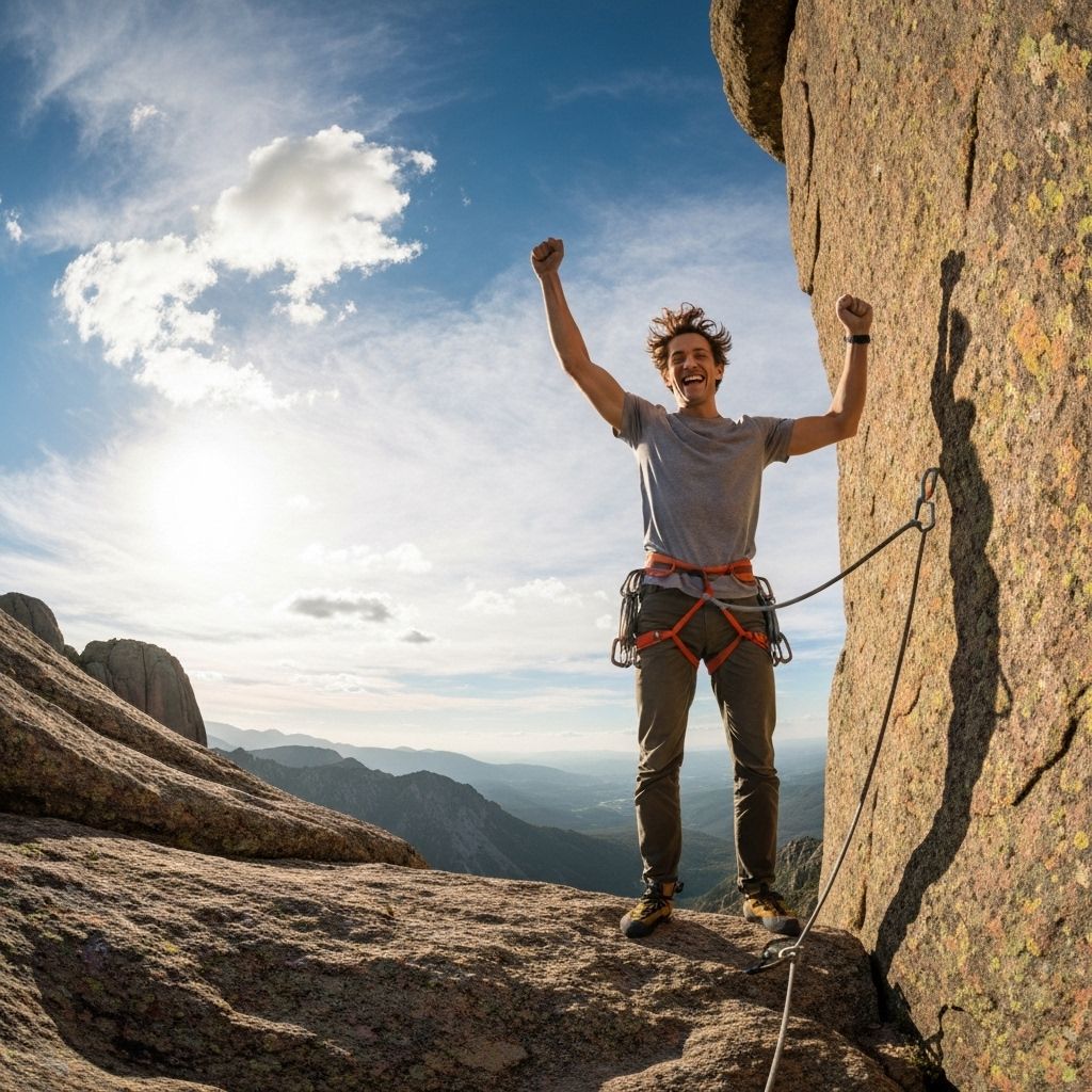 Community member rock climbing